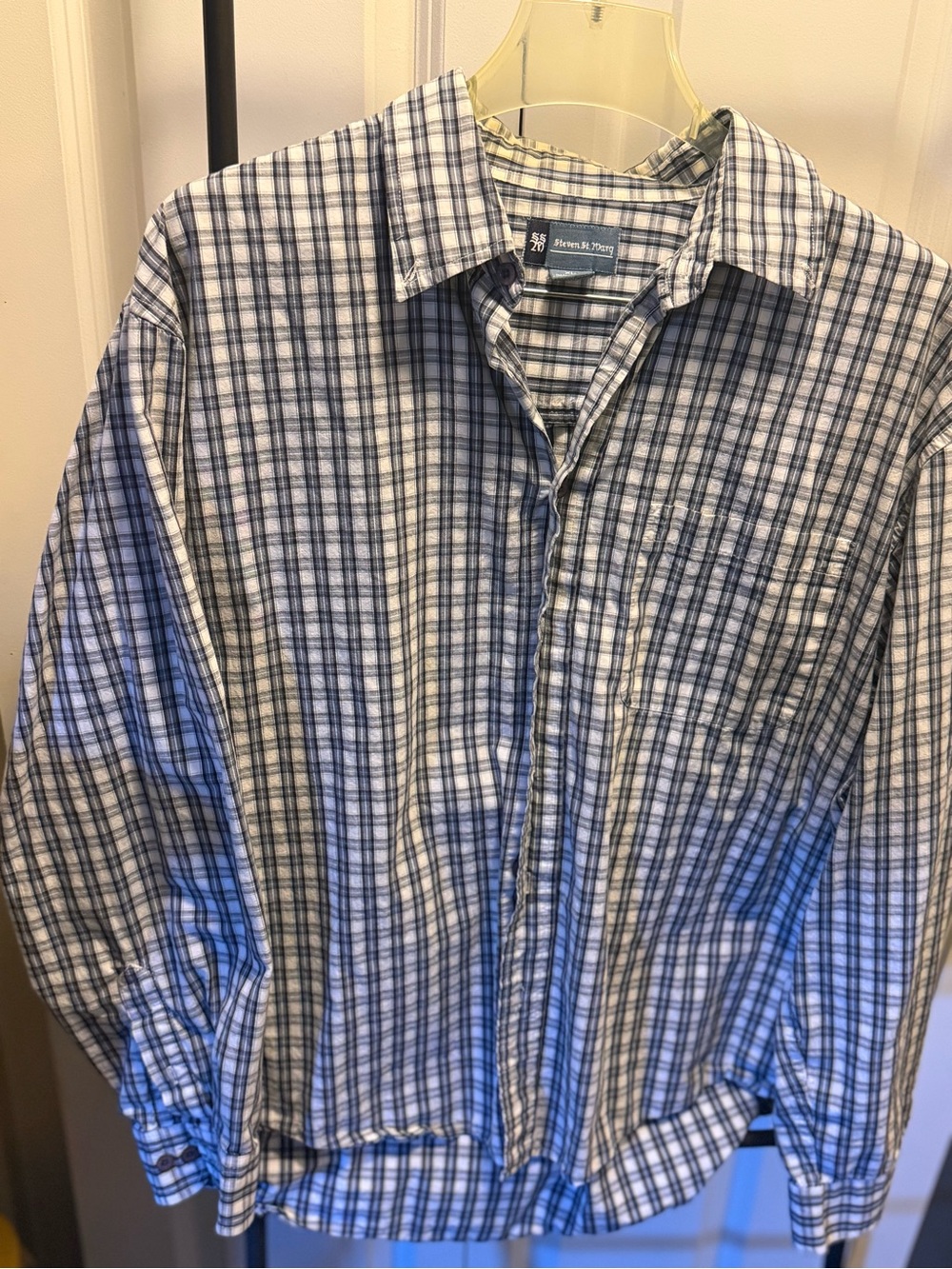 Blue Plaid Casual Button-Down Shirt